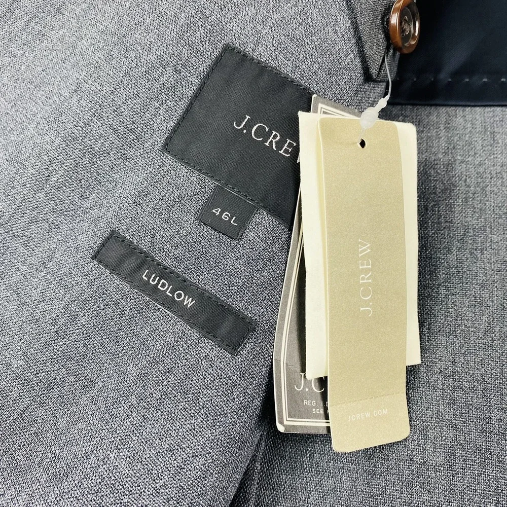 J.Crew Ludlow Tollegno 1900 Gray Wool Sport Coat Jacket Sz 46L New With Tags‎